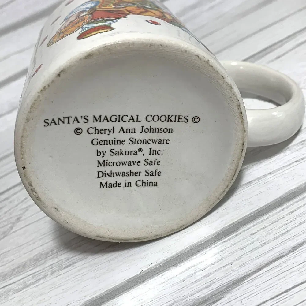 Vintage Santa's Magical Cookies Plate and Mug Cup Set Stoneware Christmas Decor